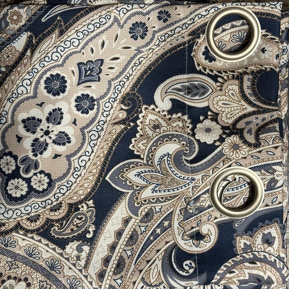 The Big One blue paisley window panels grommet style. 50”W x 96”L - Picture 4 of 6